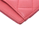 CHANEL Matrachet Card Case Pink Women's Caviar Skin AB Rank CHANEL Gala Used Ginzo