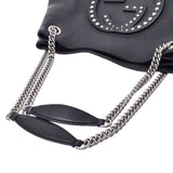 308982 Gucci Soho chain tote bag interlocking grip G black / silver metal fittings Lady's calf tote bag GUCCI is used