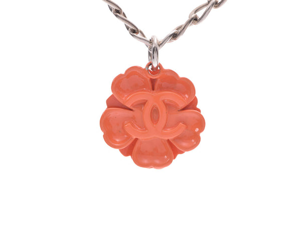 Chanel Camellia Necklace Orange SV Metallic Ladies Lacquer / SV AB Rank CHANEL Used Ginzo