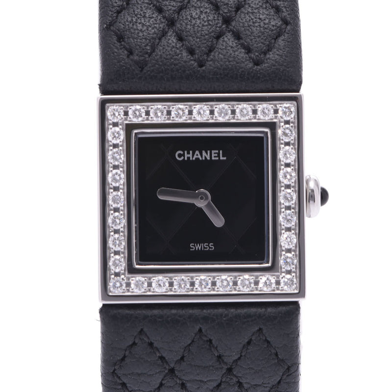 CHANEL Chanel matelasse bezel diamond H0500 Lady's SS/ leather watch quartz lindera board A rank used silver storehouse