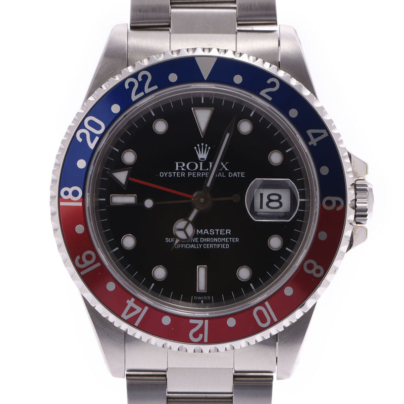 ROLEX Rolex GMT Master Pepsi Bezel 16700 Men's SS Watch Automatic winding Black Dial A Rank Used Ginzo