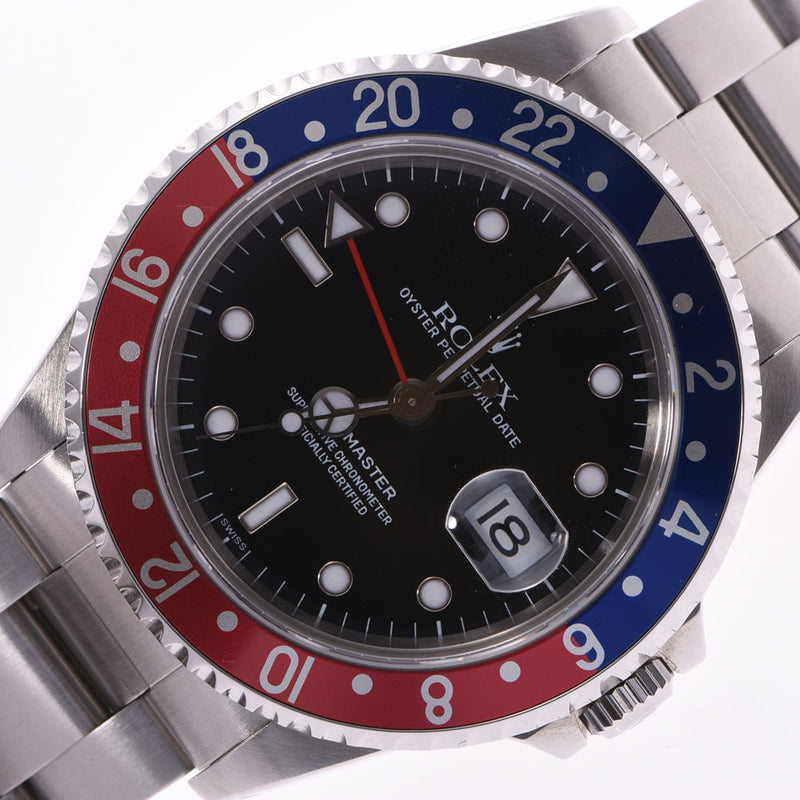 ROLEX Rolex GMT Master Pepsi Bezel 16700 Men's SS Watch Automatic winding Black Dial A Rank Used Ginzo