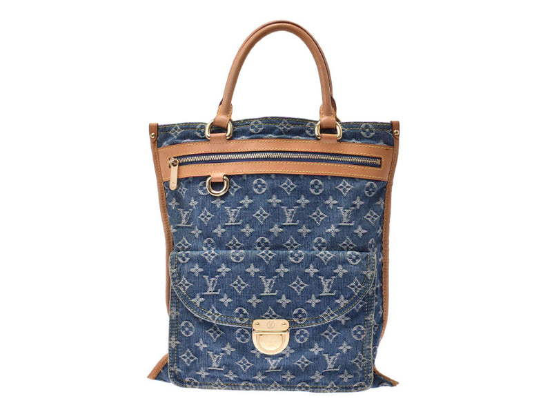 Louis Vuitton, Denim, Flatshopper, Blue M95018, Ladies Handbag, AB Rank LOUIS VUITTON. Name tag used silver storehouse.