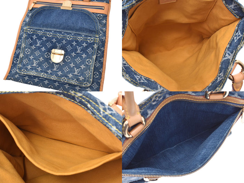 Louis Vuitton Flat Shopper Tote Handbag Monogram Denim M95018