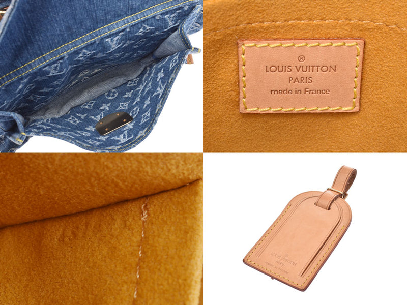 Louis Vuitton, Denim, Flatshopper, Blue M95018, Ladies Handbag, AB Rank LOUIS VUITTON. Name tag used silver storehouse.