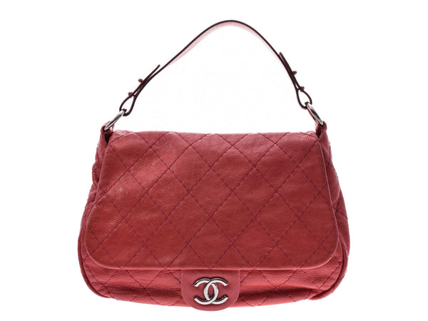 Chanel Matrasse Semi Shoulder Bag Red SV Hardware Ladies Calf B Rank CHANEL Gala Used Ginzo