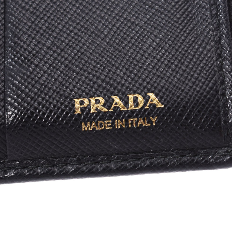 带有Prada ID盒子的小型钱包黑色/黄金金属配件中性钱包PRADA二手