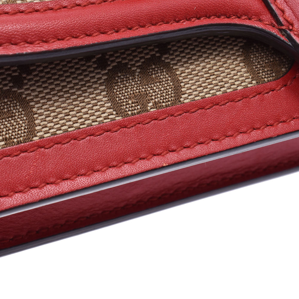 新品♡GUCCI グッチ GGキャンバス×レザー 財布 ベージュ レッド 赤 新品♡GUCCI グッチ GGキャンバス×レザー 財布 ベージュ レッド 赤