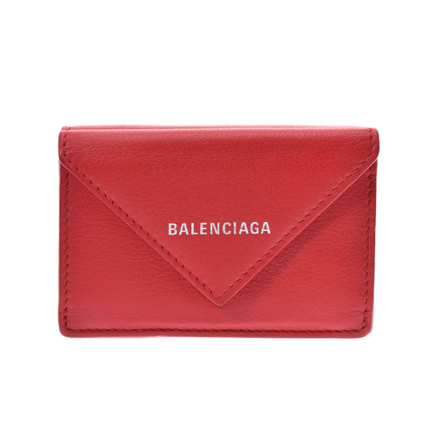 Balenciaga paper mini wallet red unisex leather three-fold wallet used BALENCIAGA