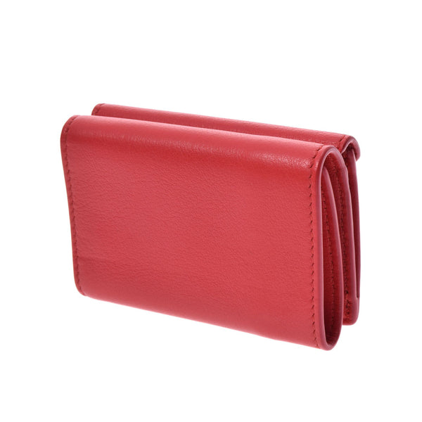 Balenciaga paper mini wallet red unisex leather three-fold wallet used BALENCIAGA