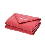 Balenciaga paper mini wallet red unisex leather three-fold wallet used BALENCIAGA