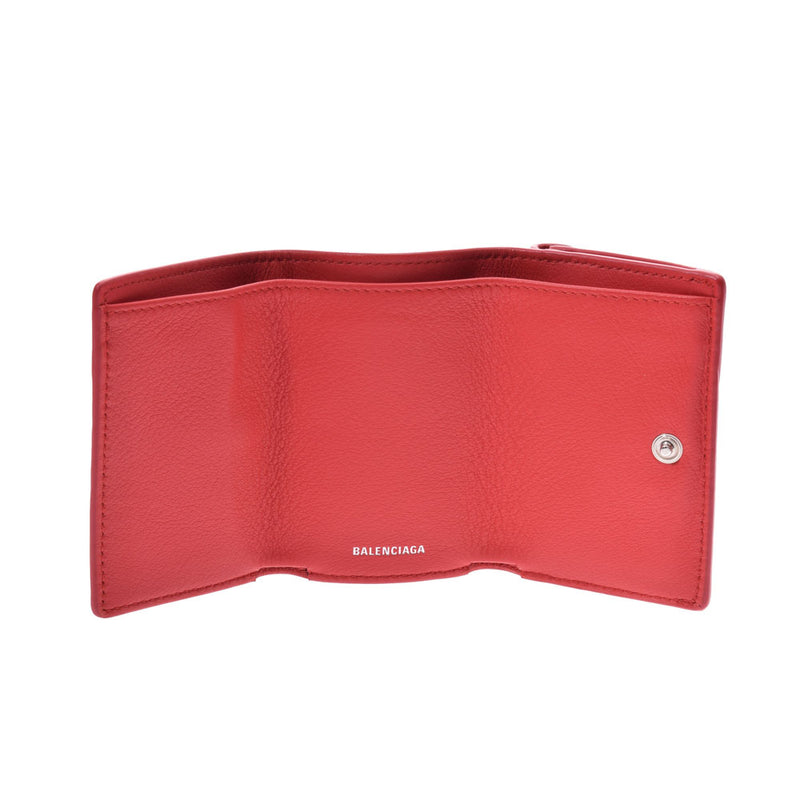 Balenciaga paper mini wallet red unisex leather three-fold wallet used BALENCIAGA