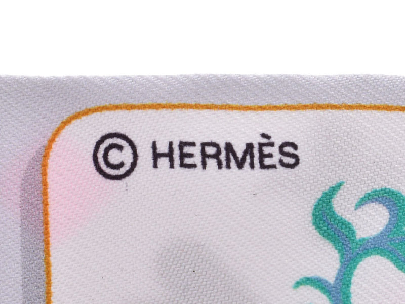 Hermes twill trumpet pattern gray / white women's silk 100% unused beauty products Hermes 1 box used silver stock