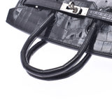 HERMES Hermes Birkin 25 Black Silver Hardware T Engraved (around 2015) Ladies Shinini Roticas Handbag AB Rank Used Ginzo