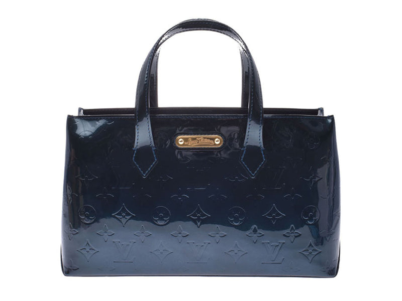 Louis Vuitton Verni Wilshire PM Blue Nui M93684 Women's Handbag Shindo Good Condition LOUIS VUITTON Used Ginzo