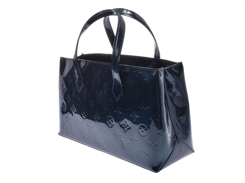 Louis Vuitton Verni Wilshire PM Blue Nui M93684 Women's Handbag Shindo Good Condition LOUIS VUITTON Used Ginzo