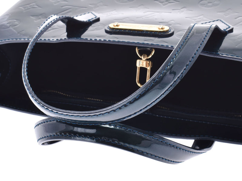 Louis Vuitton Verni Wilshire PM Blue Nui M93684 Women's Handbag Shindo Good Condition LOUIS VUITTON Used Ginzo