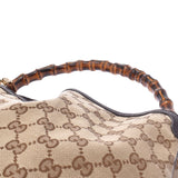 GUCCI Gucci Beige Brown Ladies Bamboo GG Canvas Leather 2WAY Bag 282315 Used
