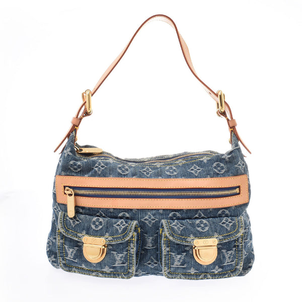 LOUIS VUITTON Louis Vuitton dune buggy PM 14146 blue lady's denim shoulder bag M95049 is used