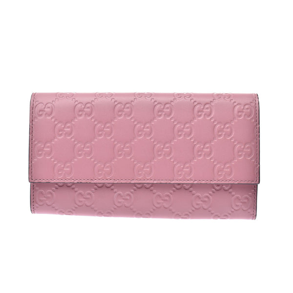 Gucci Gucci shimmer Pink Womens Leather Long Wallet 410100