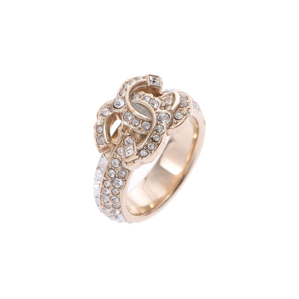 香奈儿徽标环17年模型黄金金属配件女士水钻戒指和戒指11.5香奈儿二手