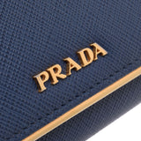 PRADA Prada Zipper Long Wallet Blue GP Hardware Ladies Saffiano Long Wallet B Rank Used Ginzo