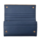 PRADA Prada Zipper Long Wallet Blue GP Hardware Ladies Saffiano Long Wallet B Rank Used Ginzo