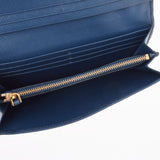 PRADA Prada Zipper Long Wallet Blue GP Hardware Ladies Saffiano Long Wallet B Rank Used Ginzo