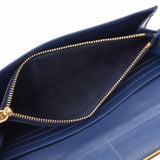 PRADA Prada Zipper Long Wallet Blue GP Hardware Ladies Saffiano Long Wallet B Rank Used Ginzo