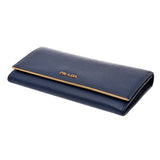 PRADA Prada Zipper Long Wallet Blue GP Hardware Ladies Saffiano Long Wallet B Rank Used Ginzo