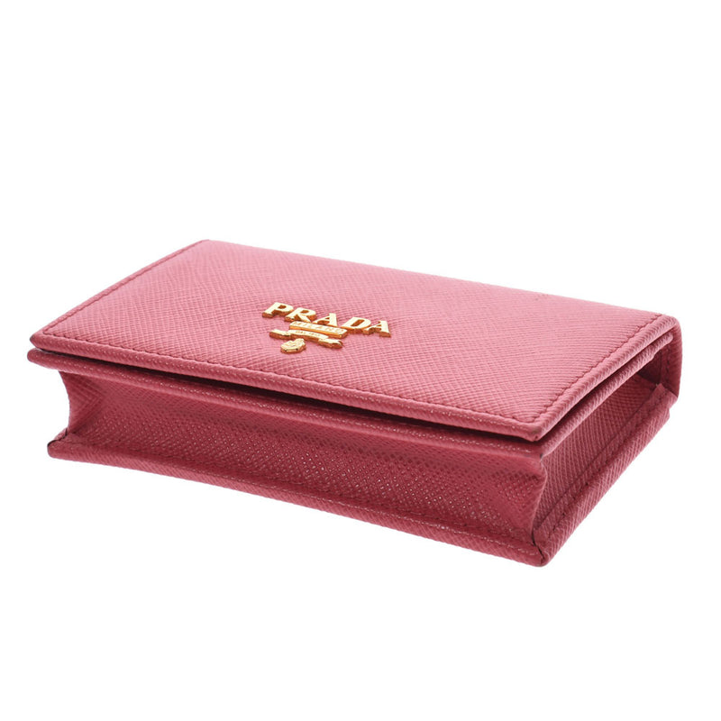 PRADA Prada Business Card Holder Pink Ladies Saffiano Card Case Used