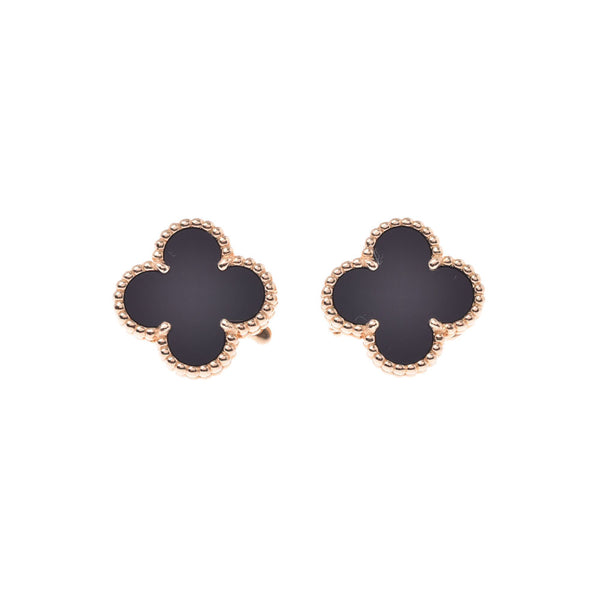 Van Cleef & Arpels Van Cleef & Arpels Vintage Alhambra Ladies YG/Onyx Earrings A Rank Used Ginzo