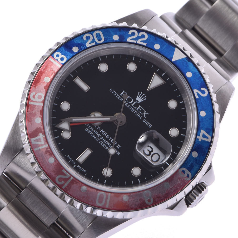 ROLEX ロレックス GMTマスター2 赤青ベゼル ペプシ 16710 メンズ SS 腕時計 自動巻き 黒文字盤 Aランク 中古 銀蔵