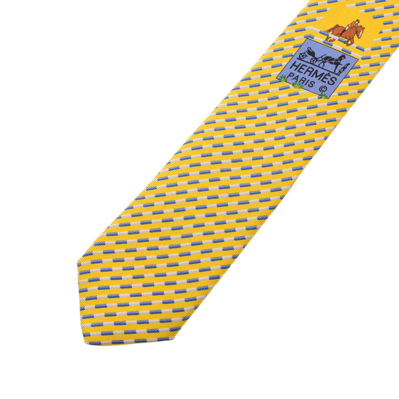 HERMES黄色男士真丝100％领带未使用的Ginzo