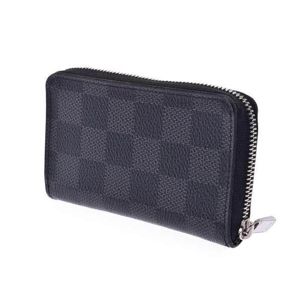 LOUIS VUITTON ルイヴィトングラフィットジッピー coin Perth coin case black メンズダミエグラフィットキャンバスコインケース N63076 is used