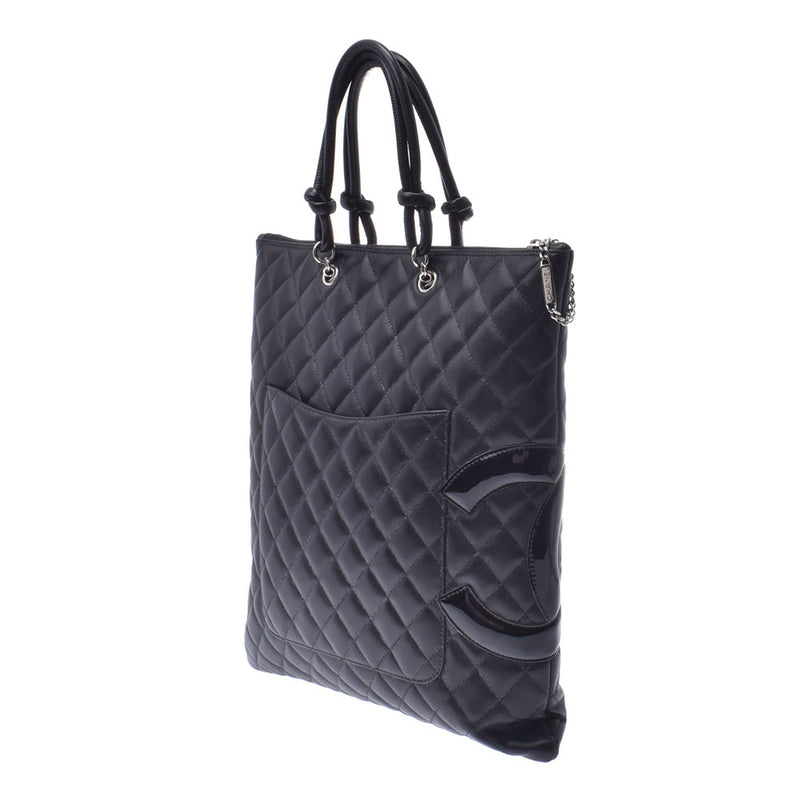 CHANEL Flat Tote Bag 14132 Black Black Ladies Lambskin Tote Bag Used
