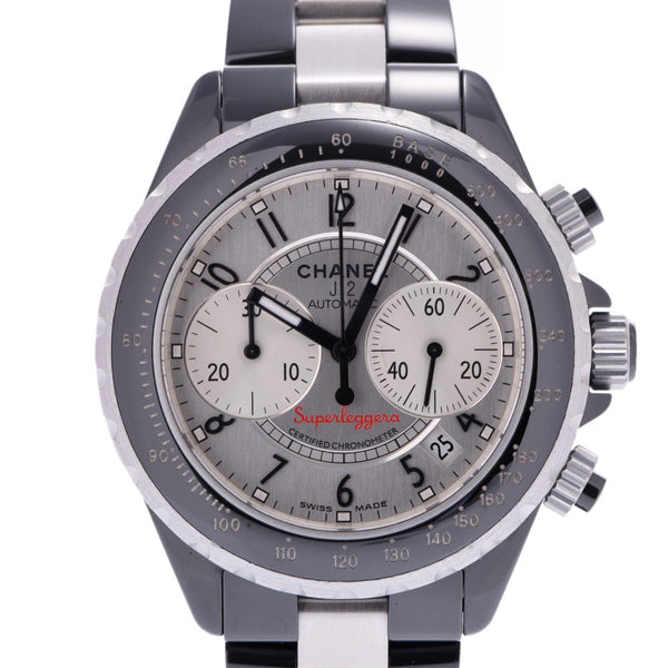 CHANEL J12 Super Reggera H1624 Men's Ceramic/Aluminum Wrist Watch Automatic Winding Silver Dial A Rank Used Ginzo