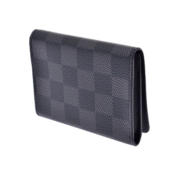 LOUIS VUITTON Louis Vuitton Damier Graphite Envelop de Vigitte Card Case Black/Gray N63338 Men's Damier Graphite Canvas Business Card Holder Shindo Used Ginzo