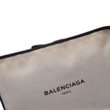 BALENCIAGA Navy Pouch Natural Black Unisex Canvas Leather Clutch Bag Used