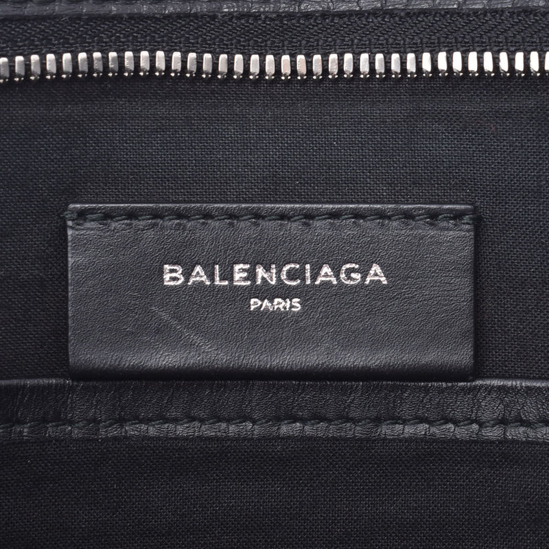 BALENCIAGA Navy Pouch Natural Black Unisex Canvas Leather Clutch Bag Used