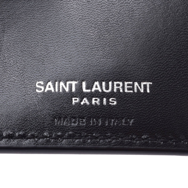 Saint Laurent Saint Laurent折叠钱包黑色银色硬件男女皆宜的小牛皮钱包二手