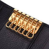 PRADA Prada 6 consecutive key case black gold metal fittings unisex leather key case used