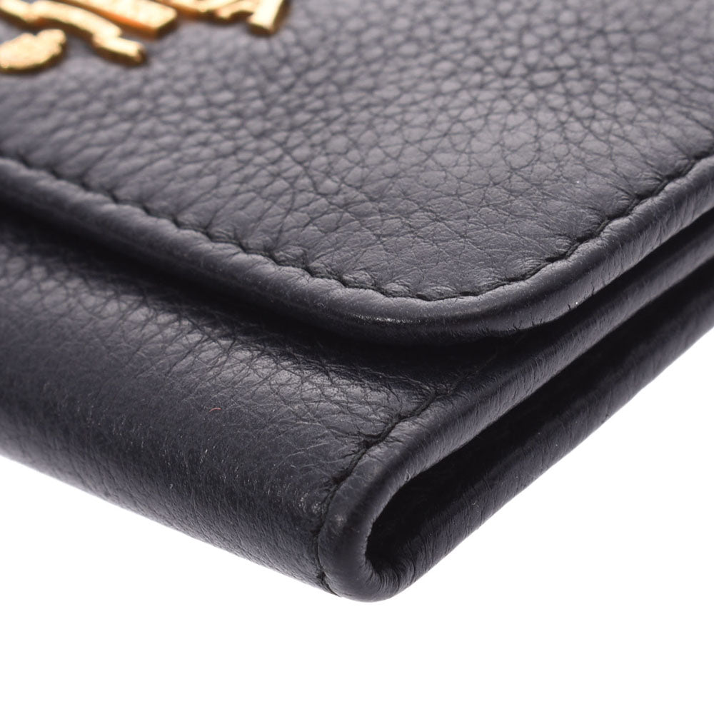 プラダ6連キーケース 黒 ゴールド金具 ユニセックス キーケース PRADA