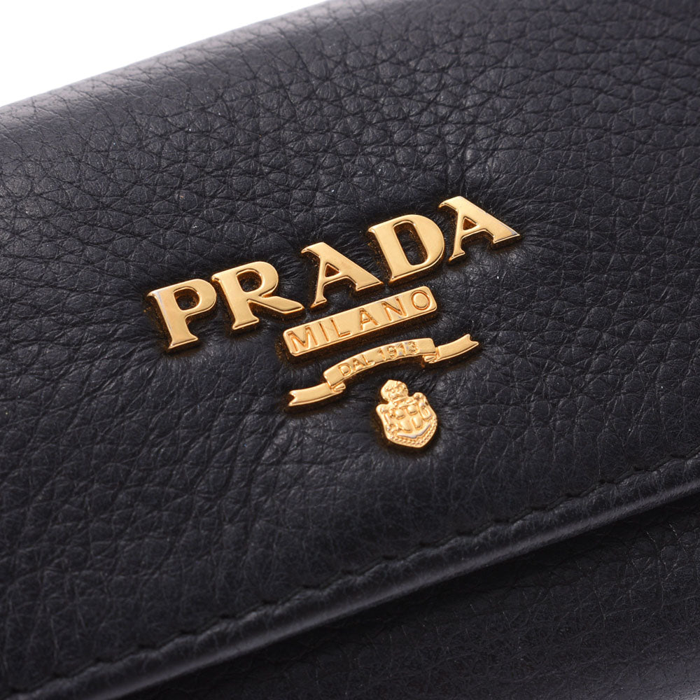 プラダ6連キーケース 黒 ゴールド金具 ユニセックス キーケース PRADA