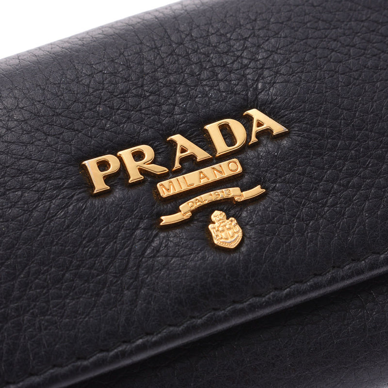 普拉达普拉达6链钥匙案例黑金金属中性皮革钥匙案例使用