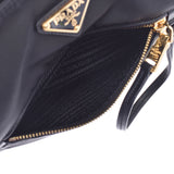 PRADA Prada黑色黄金配件女士尼龙皮革手提包二手货