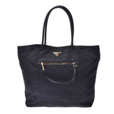 PRADA Prada black gold metal fittings Lady's nylon leather tote bag    Used