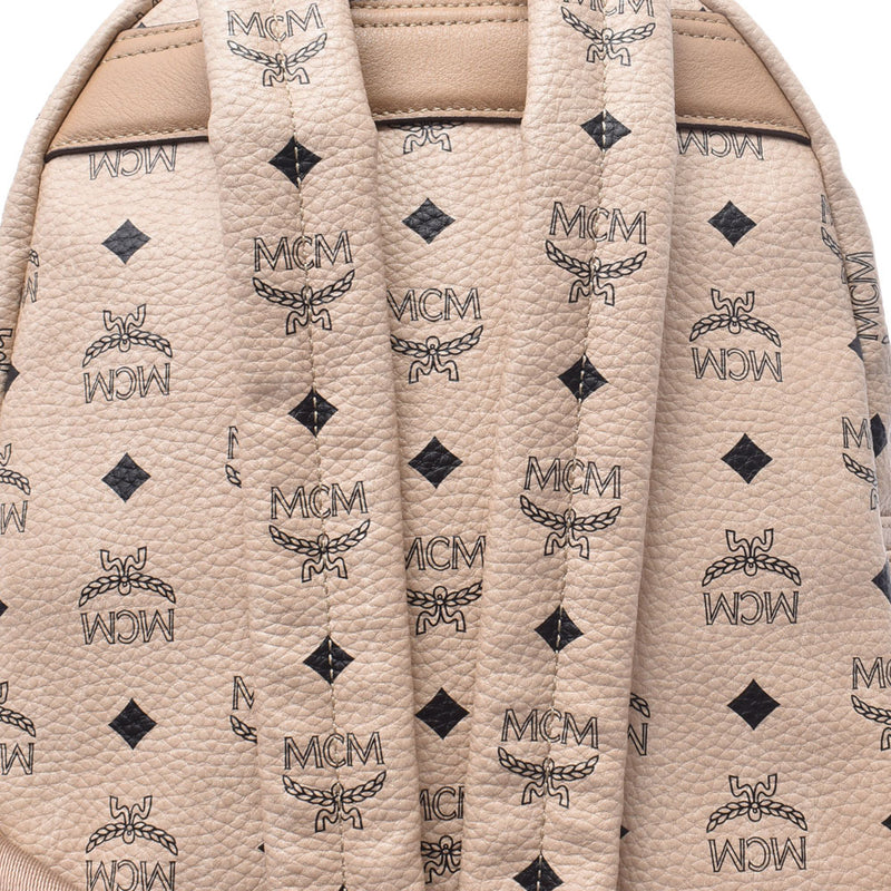 MCM M CM backpack studs light beige system Lady's calf rucksack day pack    Used