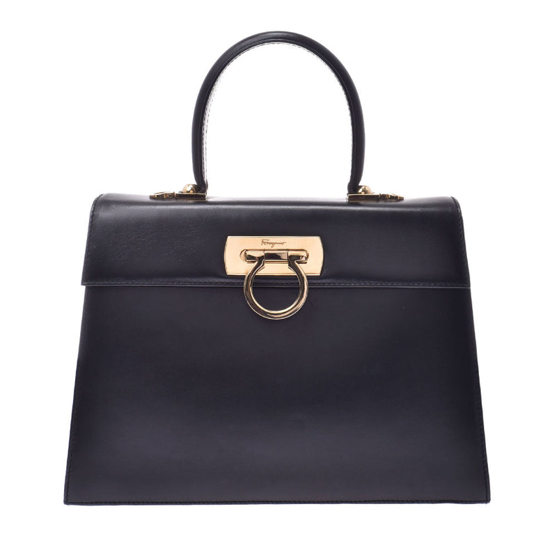 Ferragamogancini Handbag Black Gold Metal Fittings Women s Calf