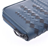 BOTTEGAVENETA Round zipper wallet Intrecciato dark blue series/black Men's lambskin wallet S01889483U